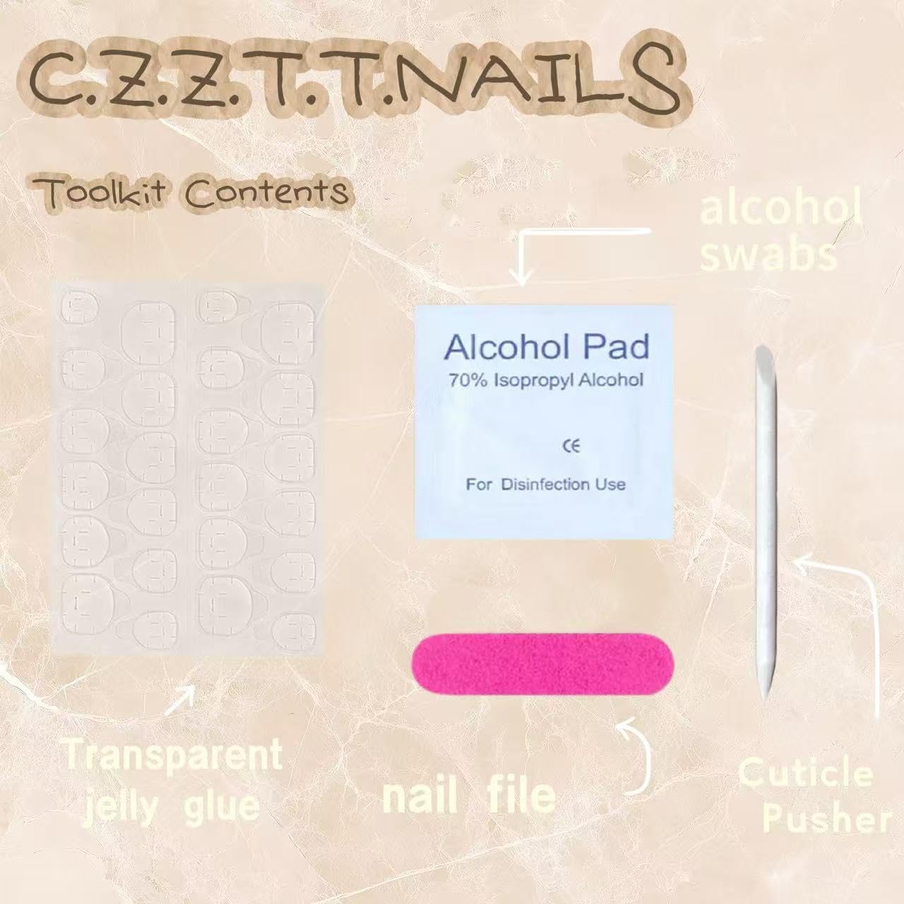 C.Z.Z.T.T.NAILS 24 pcs Press On Nails - Fake nails with Jelly Glue for WomenOpaque Soft Gel Glue On Nails in Magic Mirror Almond Press Decks
