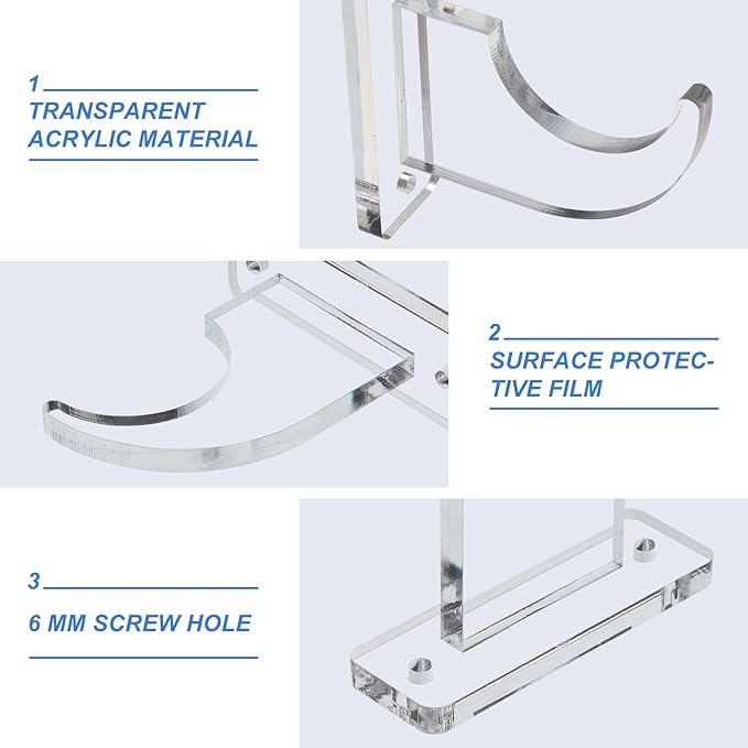 uxcell Sword Wall Mount Holder, 3 Set Acrylic Light Saber Display Rack Wall-Mounted Sword Stand Display for Light Saber Sword Wall Bracket, Clear