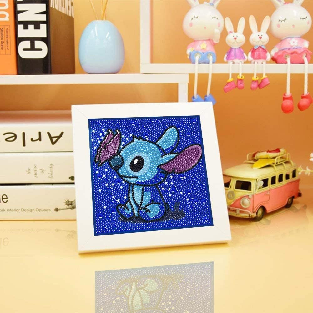 LWZAYS 6 Pack 5D Cartoon Diamond Painting Kits for Kids Beginners, Diamond Art Kit for Kids Ages 8-12, Mosaic DIY Full Round Drill Big Gem Art for Kid, Home Wall Decoration 6X6 inch