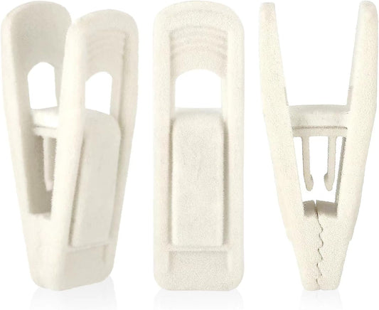 Tinfol Ivory Velvet Hanger Clips - 24 Pack Large Opening Clips for Slim-Line Clothes Hangers