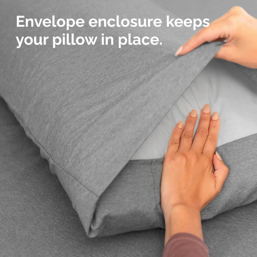 Skiennix Body Pillowcases Set of 2 | 20x54 Soft Covers for Side Sleepers - Comfy, Wrinkle-Free, Machine Washable in Heathered Grey
