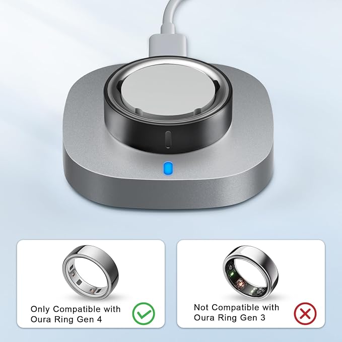 Compatible with Oura Ring Gen 4 Charger Size 12, Fast Charging Dock with USB-C Cable