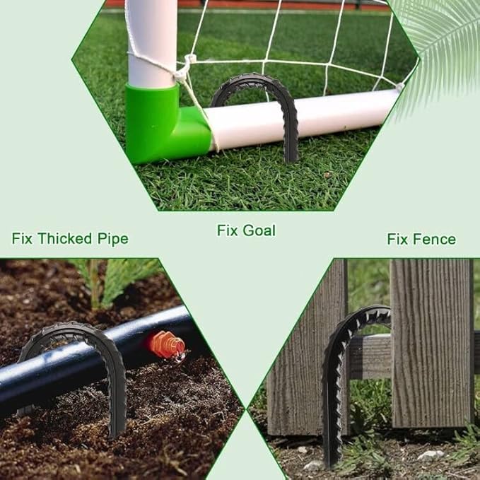 FEED GARDEN 16 Inch 8 Pack Rebar Stakes Heavy Duty J Hook, Galvanized Steel Ground Stakes Tent Stakes Ground Anchors, Chain Link Fence Stakes, Trampoline Stakes, Black