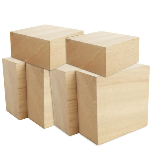 SHUESS 6 PCS 4 X 4 X 2 inch Basswood Carving Blocks Bass Wood for Wood Carving Whittling Wood Carving Blocks Wood Blocks for Carving Unfinished Wood Blocks for Adults Beginners or Expert