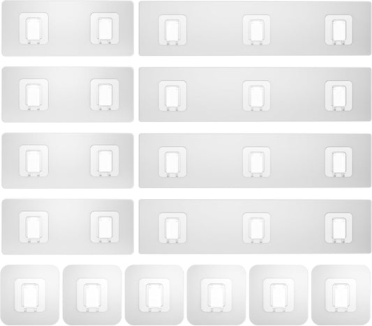 Skiennix Shower Caddy Hooks - 14 Pack Transparent Waterproof Adhesive Wall Hooks | No Drilling Required