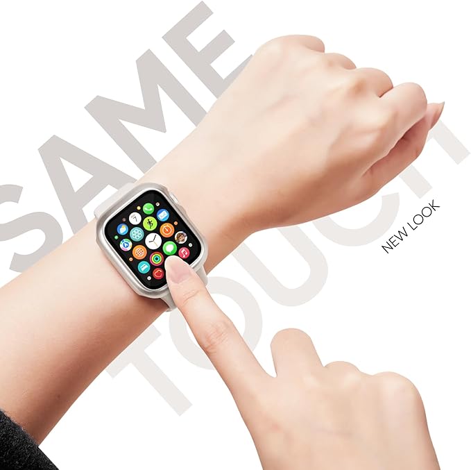 Compatible for Apple Watch Band 44mm 45mm and Case with Screen Protector, Soft Silicone Sport Strap Bands and Protective Cover with Tempered Glass for iWatch Series 9 8 7 SE 6 5 4