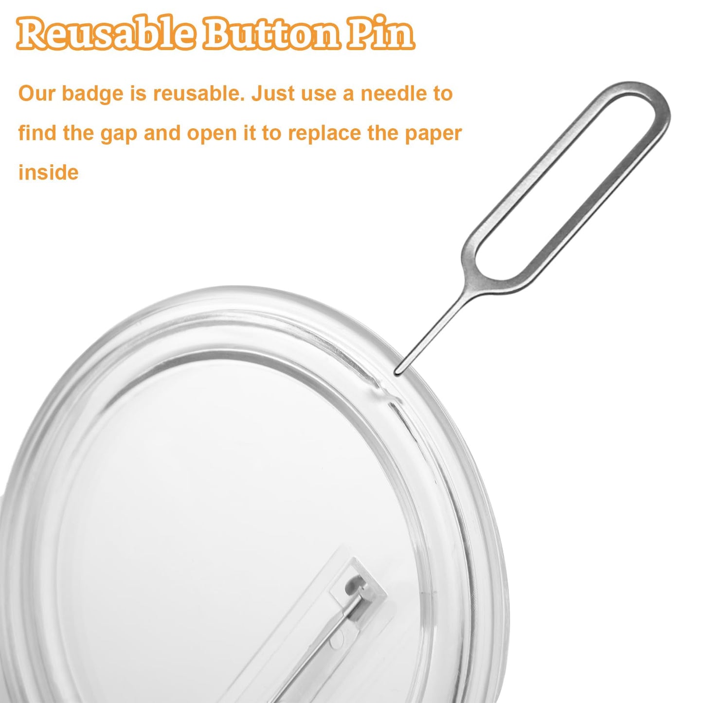 QTLCOHD 100 Pcs 3 Inch Clear Acrylic Button Pins, Custom DIY Button Maker Pin Badges Blank Round Picture Photo Buttons Making Kit for Crafts