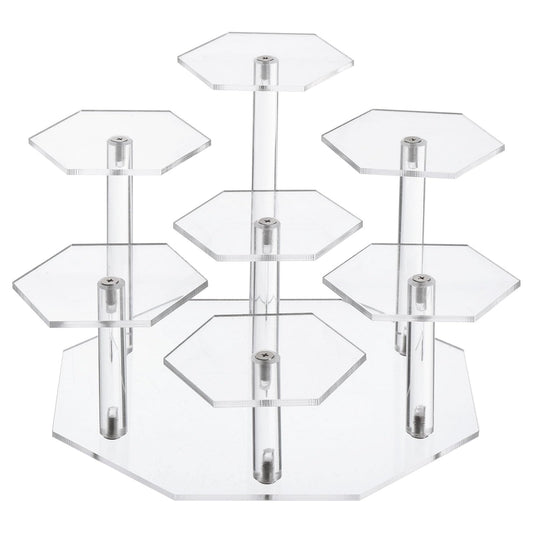 UXcell 7-Tier Acrylic Display Stand for Figures & Collectibles - Clear Acrylic Risers with Perfume Organizers