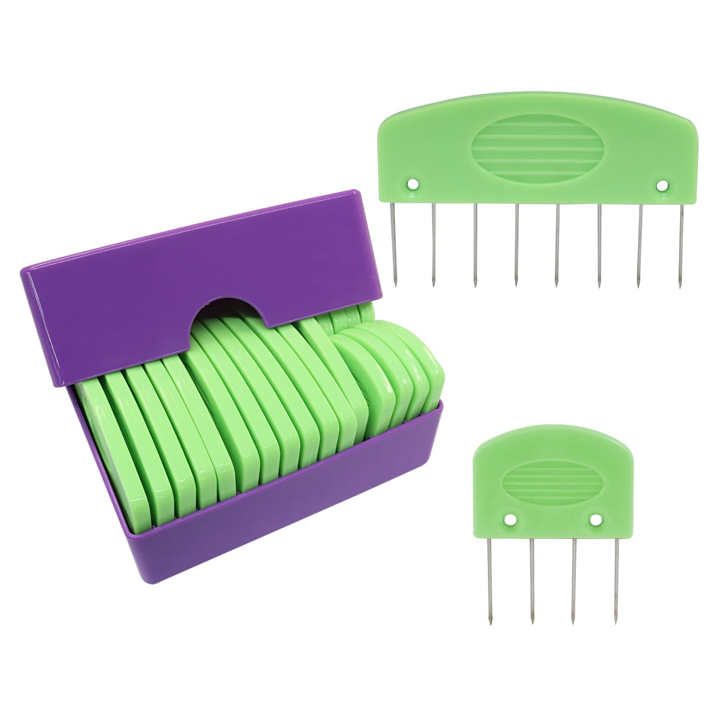 Verkelly 20 Pcs Knit Blocking Pins Combs Set - Knit Blockers Essential Blocking Tools for Knitting, Crochet, Lace, and Needlework Projects(Green)