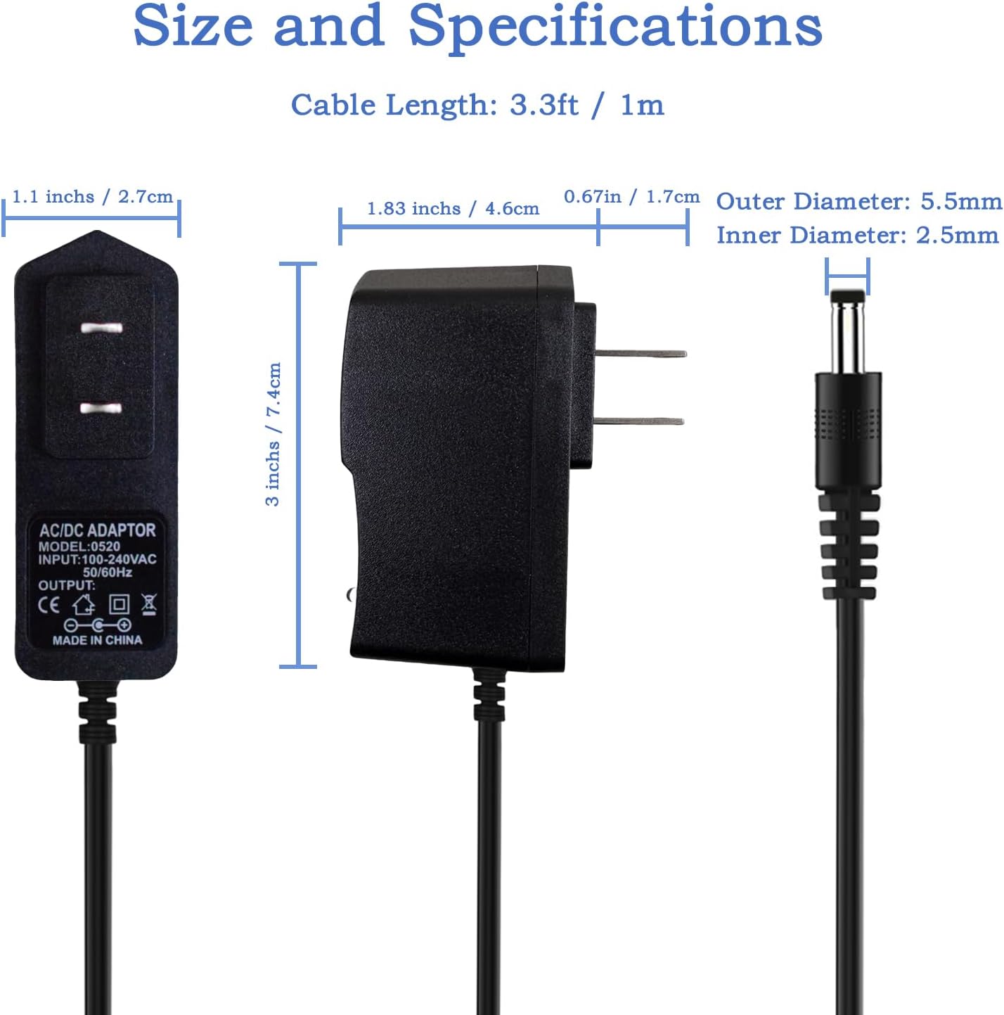 YiKaiEn 4.2V 1A 100-240V 5.5x2.5mm 3ft Lithium Battery Charger Power Supply AC to DC Adapter with Center Positive Plug