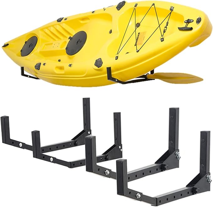 Wallmaster Kayak Storage Hooks Hangers, Adjustable Kayak Garage Storage Rack Wall Mount Heavy Duty Hooks for Canoe, Kayak, Paddle Board, Surfboard, Snowboard