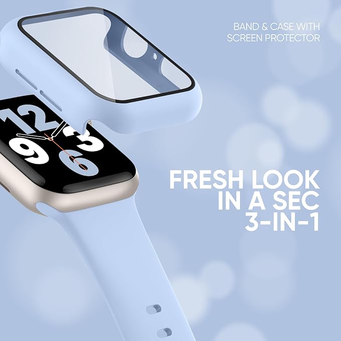 Compatible for Apple Watch Series 11 10 Band 46mm and Case with Screen Protector, Soft Silicone Sport Strap Bands and Protective Cover with Tempered Glass for iWatch Series 11 10