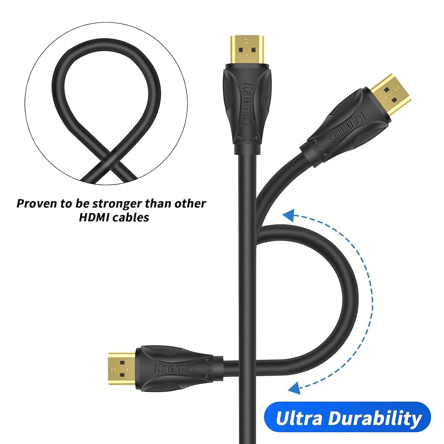 kanmis 4K 40ft, 2.0 &4K@60Hz 2K 1080P, PS3 PS4 HDMI Cable High Speed Hdmi Cables Ultra High Speed Gold Plated