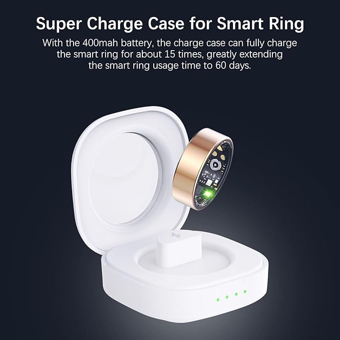 Smart Health Rings for Women Men, Fitness Tracker with Heart Rate, Blood Oxygen, HRV, Sleep Tracker, Step Tracker, No Subscription Fee, IP68 Waterproof Smart Ring for iphone & Android (Gold, 8#)