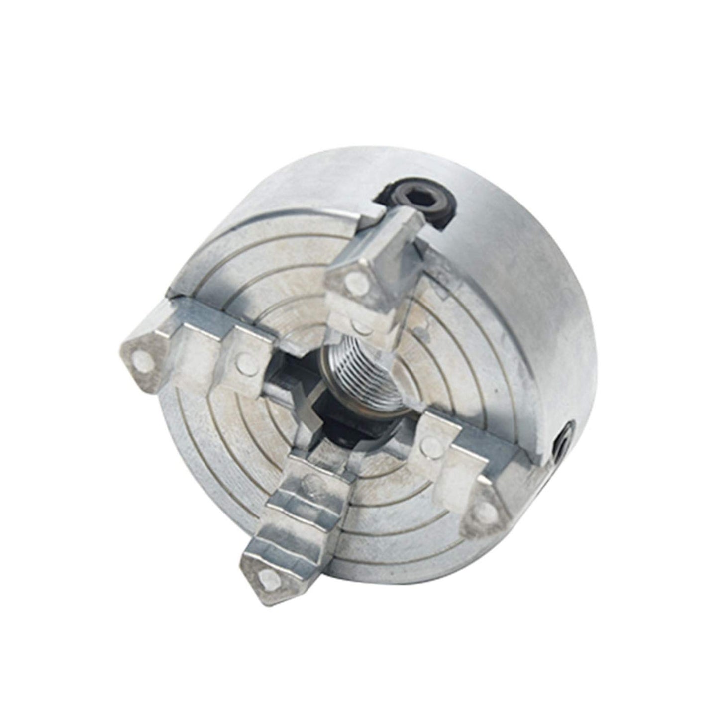Z011 4-Jaw Lathe Chuck, Mini Lathe Chuck with Connecting Rod and Wrench, Self Centering Wood Turning Chucks, Power Lathes Accessory