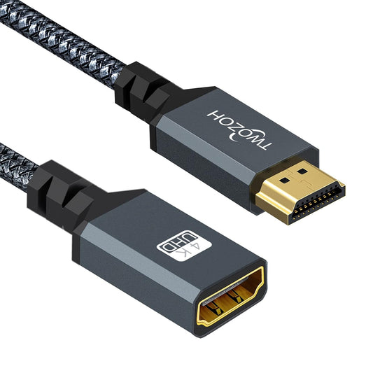 Twozoh 6.6FT, 2.0 4K@60Hz 3D HDMI Extension Cable HDMI Male to Female HDMI Cord, HDMI Cable Adapter Support HDR
