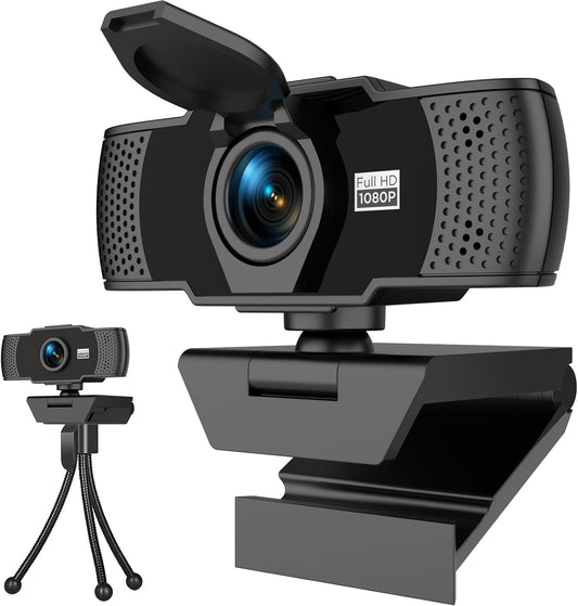 Uyissykia 1080P Full HD Webcam with Dual Microphones & Privacy Cover for PC, Desktop, Laptop, Plug&Play USB Computer