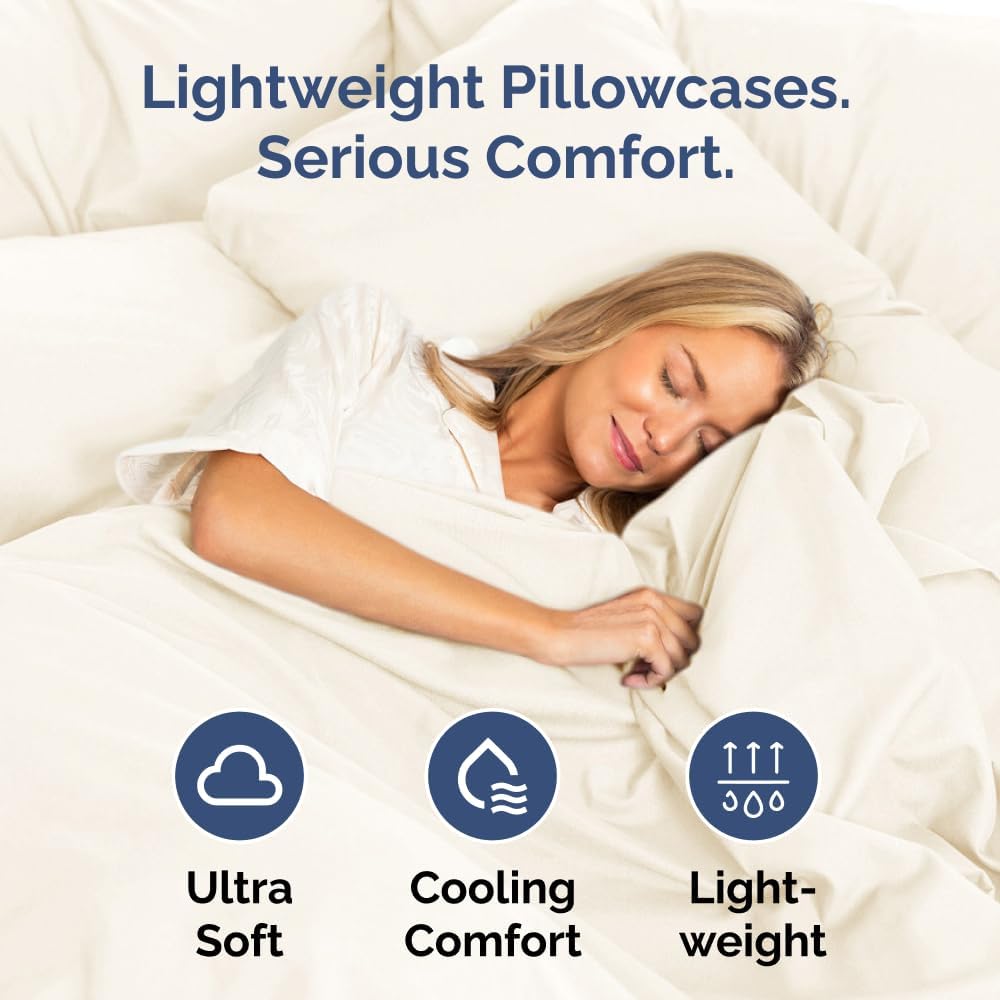 Queen Pillow Cases by [Brand Name] - Ultra Soft Hotel Quality Covers - Wrinkle Free & Stain Resistant - 4 Piece Set in Off White