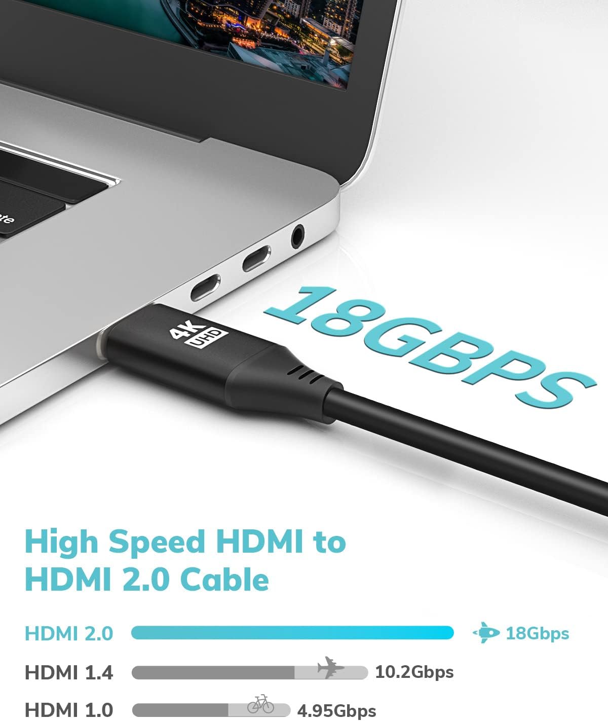 4K 25Feet, CL3 2.0 (HDR10 8/10bit 18Gbps HDCP2.2 HDMI Cable in-Wall Rated HDMI Cable Support ARC) High Speed HD