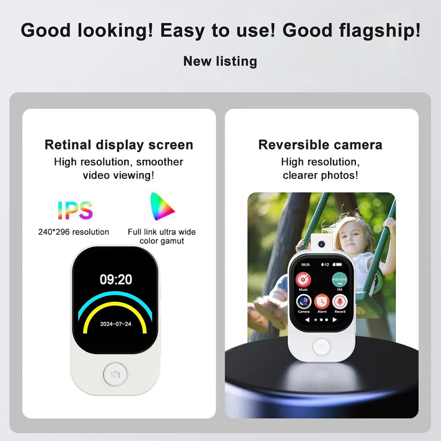 Bewinner Mp3 2.01 Inch 720p (8G Player, Touch Screen Video Recording Music Recording for Traveling Small Memory Card)