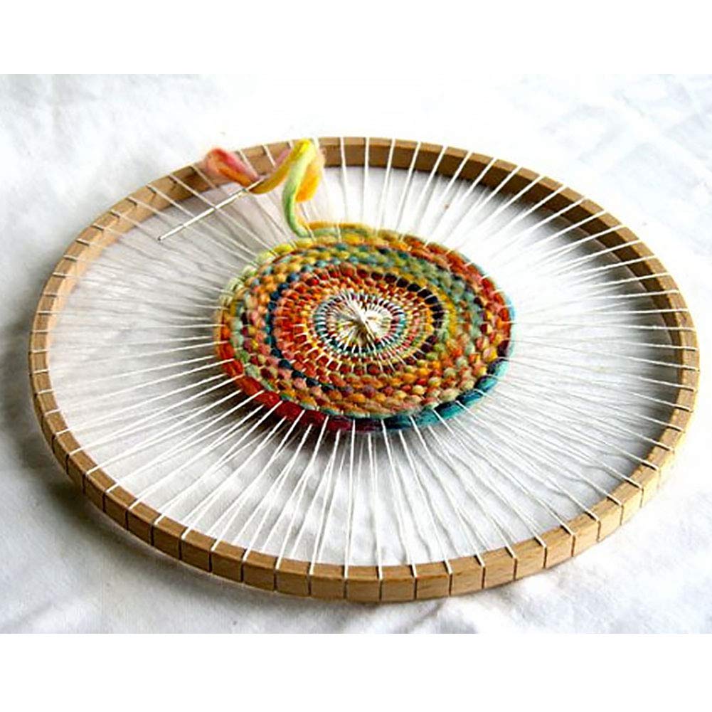Handmade Weaving Machine, Multifunctional Round Wooden Machine Tools Knitting Loom DIY Handmade Household Weaving Machine for Knitting Coaster and Vintage Style Network（Diameter：11.4inch）