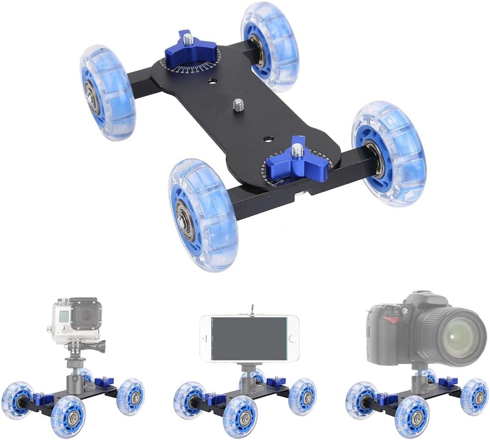 Tiiyee 10KG Camera Slider, Camera Table Dolly Slider Desktop Load Rail Roller Track Capacity Skater Car for DSLR
