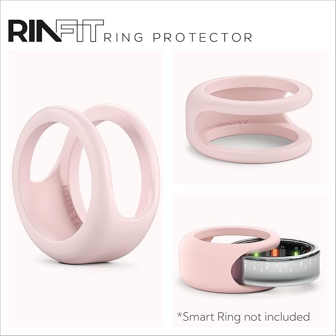 Rinfit Smart Ring Protector - Silicone Ring Enhancer for Active Lifestyle and Gym - StyleFit U.S. Design Patent - Pink, Size 8