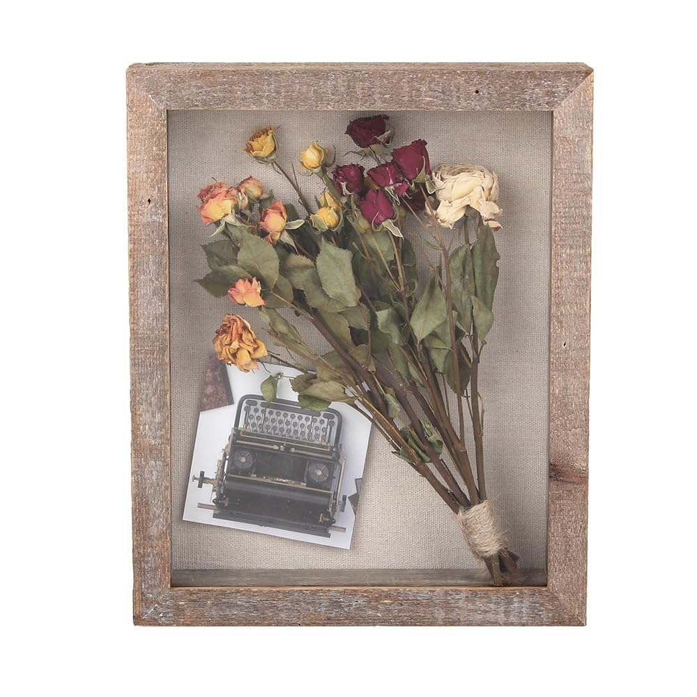 Shadow Box Rustic Picture Frame 11x14 Natural Wood Display Case for Memorabilia, Awards, Medals, Photos - Barnwood
