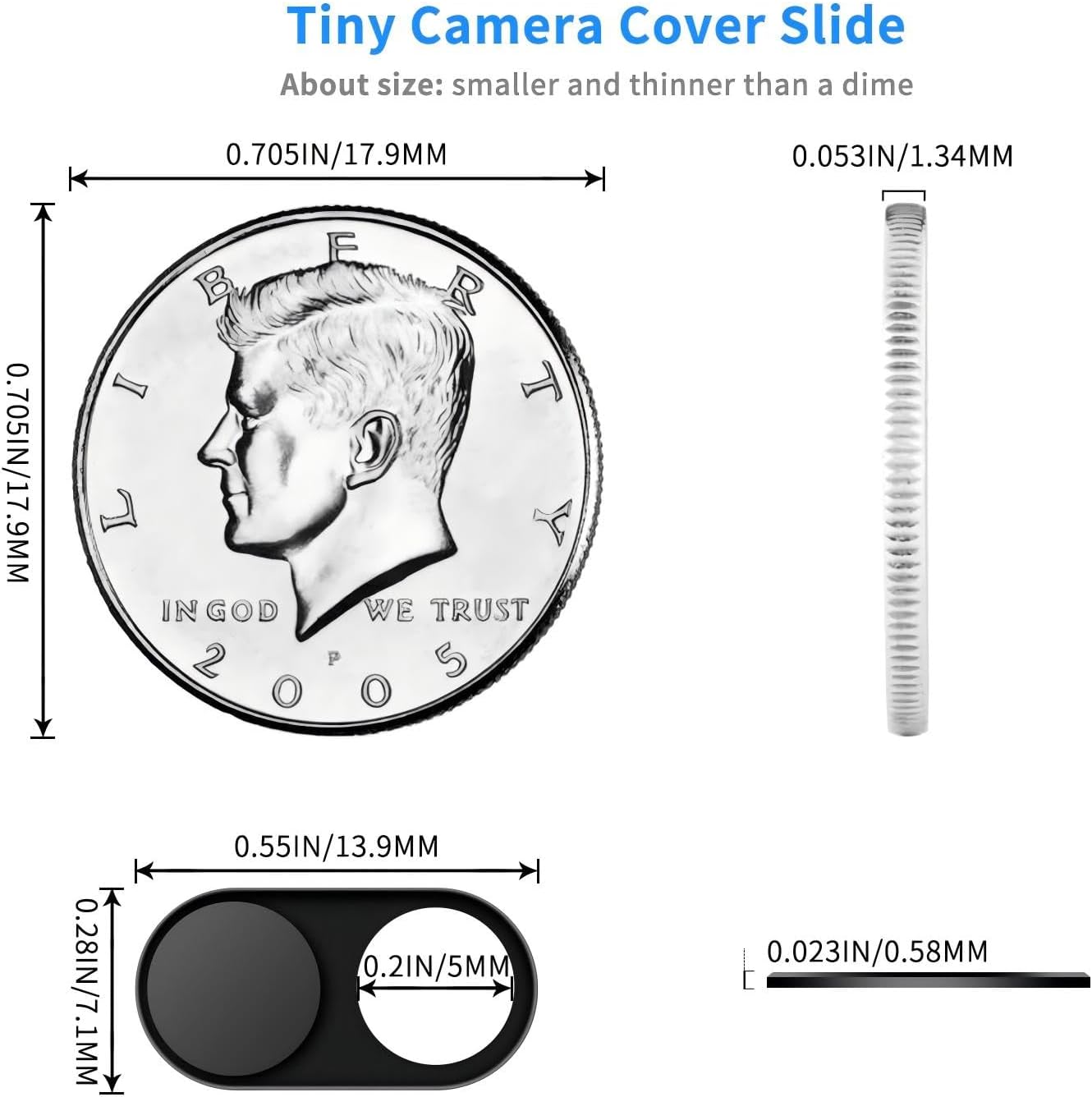 JiSiTeCai Slide[4 Pack 0.022in 8/7/6 [4 Pack Metal Webcam Cover Black], Camera Cover for Laptop Computer, MacBook