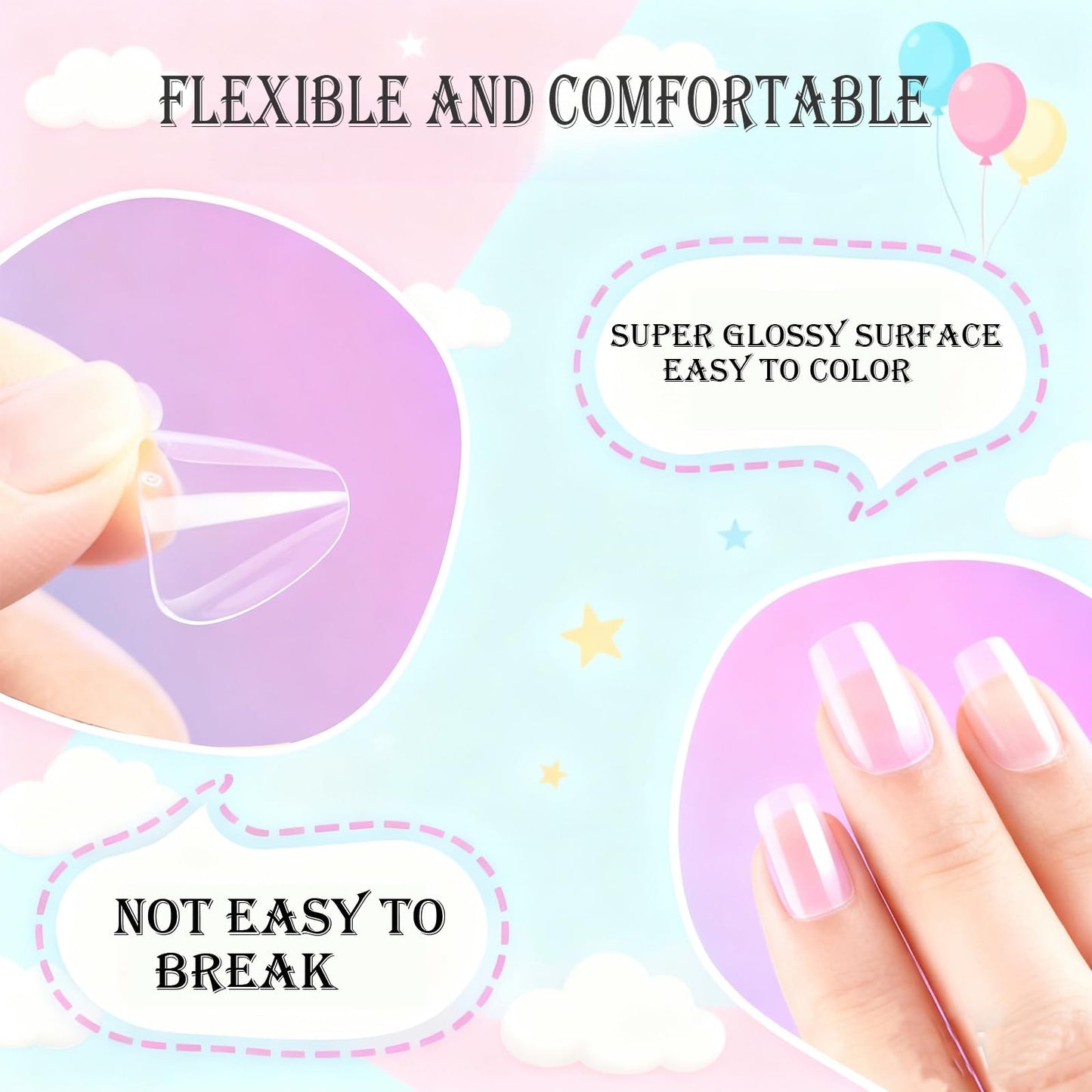 OPkssnails Medium Almond Kid Nail Tips,360Pcs Soft Gel Nail Tips Pre-Shaped Press On Nails For Kids, Clear Acrylic Half Matte Full Cover Fake Nail For Kids DIY Extension & Salon Use12 Sizes