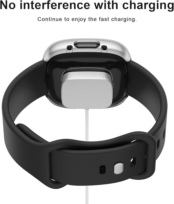 Vancle Case for Fitbit Versa 4 / Fitbit Sense 2, 4-Pack Screen Protector Tempered Glass Full Around Hard PC Case with Sensitive Touch Film Protective for Fitbit Sense 2 / Versa 4(Black + Transparent + Silver + Rose Gold)