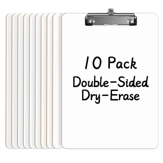 Juvealoe Dry Erase Clipboard with Pen Holder, 8.5 x 11 Double-Sided White Boards for Classroom, Teacher, Students, Kid. Size 9 x 12.5 in, School & Home Supply(Pack of 10)
