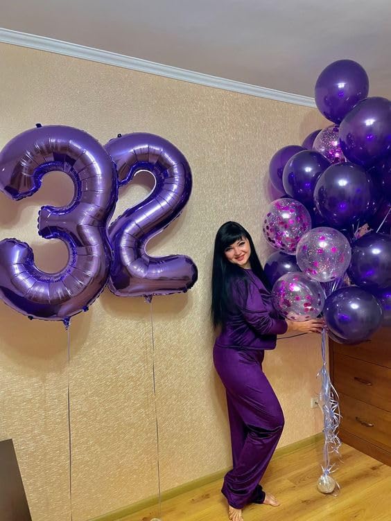 Purple Number 9 Balloon - 40 Inch Giant Birthday Decoration for 9th, 19th, 29th, 90th Celebrations
