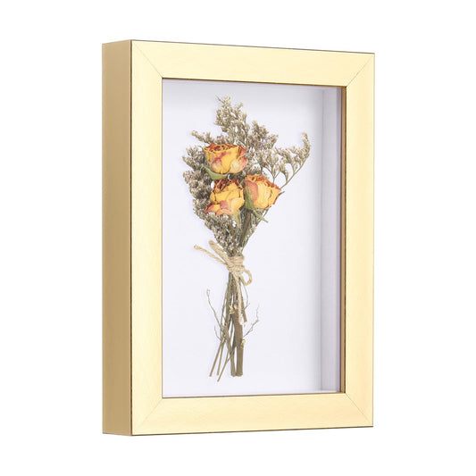 uxcell 4x6 Inch Shadow Box Display Frame, 2cm Deep Photo Shadow Box Plastic Display Case Wall Mount & Tabletop Display for DIY Photos Flowers Memorabilia Wedding Birthday, Gold
