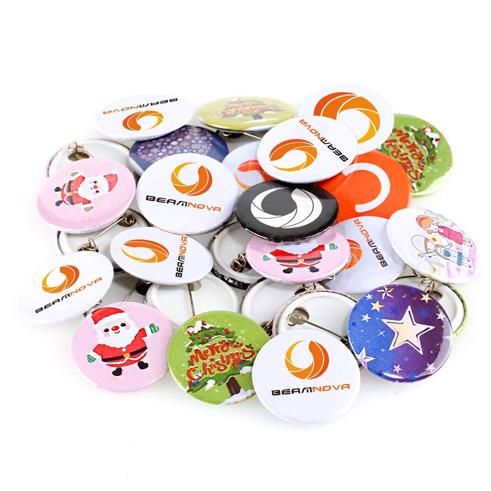BEAMNOVA 500 Sets 44mm / 1.73 in (Approx. 1-3/4 inch) Button Maker Supplies Blanks for Round Pin Making Machine, Plastic Back, Hand Press Badge Making Refills