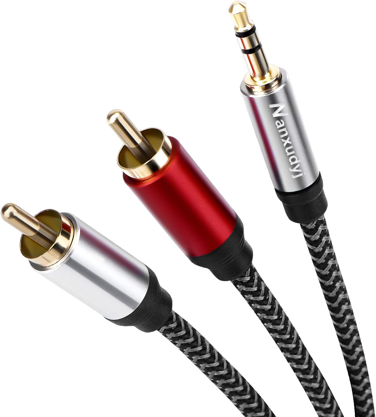 Nanxudyj 3.5mm 2RCA 30ft,Nylon-Braided 3.5mm 2RCA MP3 2RCA to Audio Cable AUX to Audio Cable for Stereo Receiver
