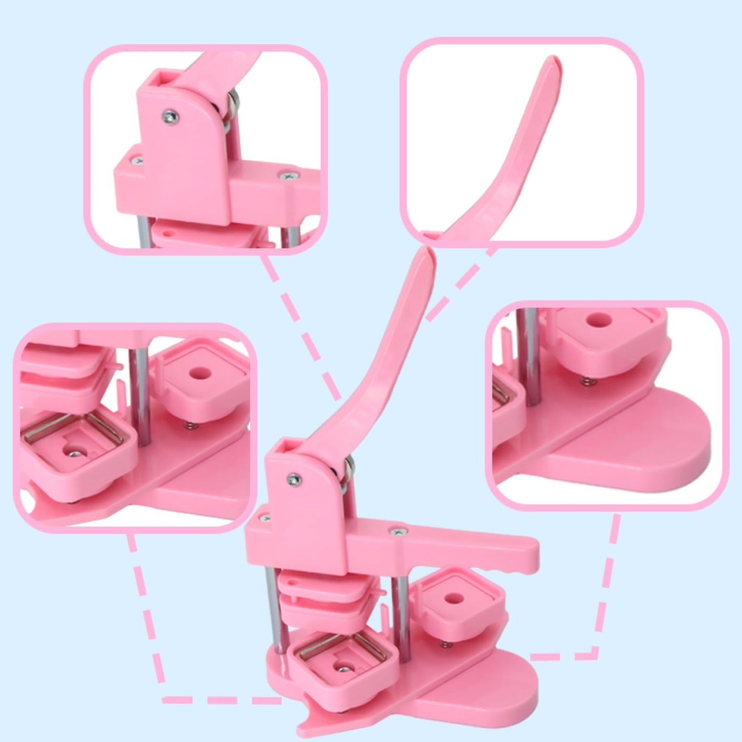 DCBADGE Square Button Maker Machine,Square Magnet Maker Machine of 50mm/1.97 inch,Fridge Button Press Machine Kit with 50 Sets of Refrigerator Magnet Supplies&50 Sets of Pin Button Parts.