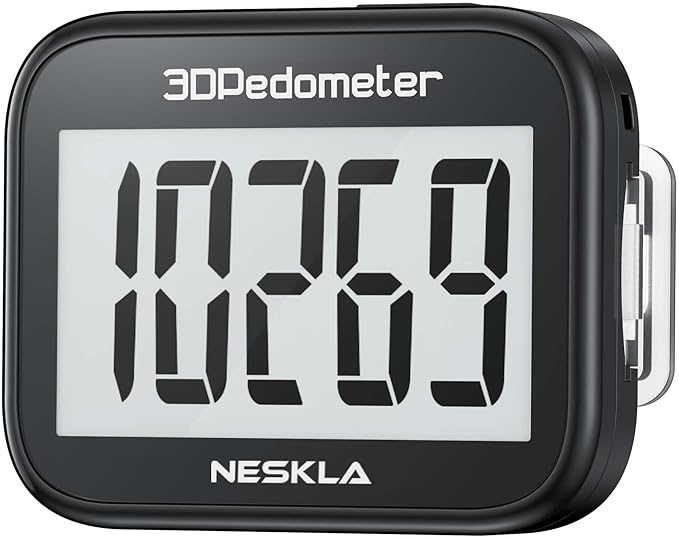 3D Pedometer for Walking, Simple Step Counter with Large Digital Display, Step Tracker with Removable Clip Lanyard, Accurately Track Steps for Men Women Kids Adults Seniors
