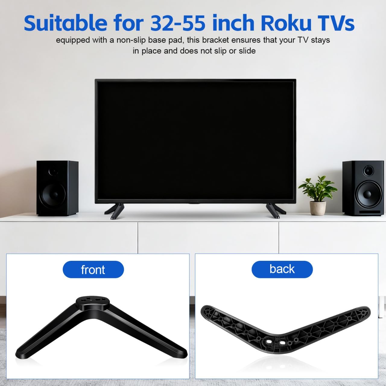 DECHOUS 32-55 Inches TV Base Stand Legs Compatible with Roku TV - Plastic TVs Legs Replacement with Screws, Easy