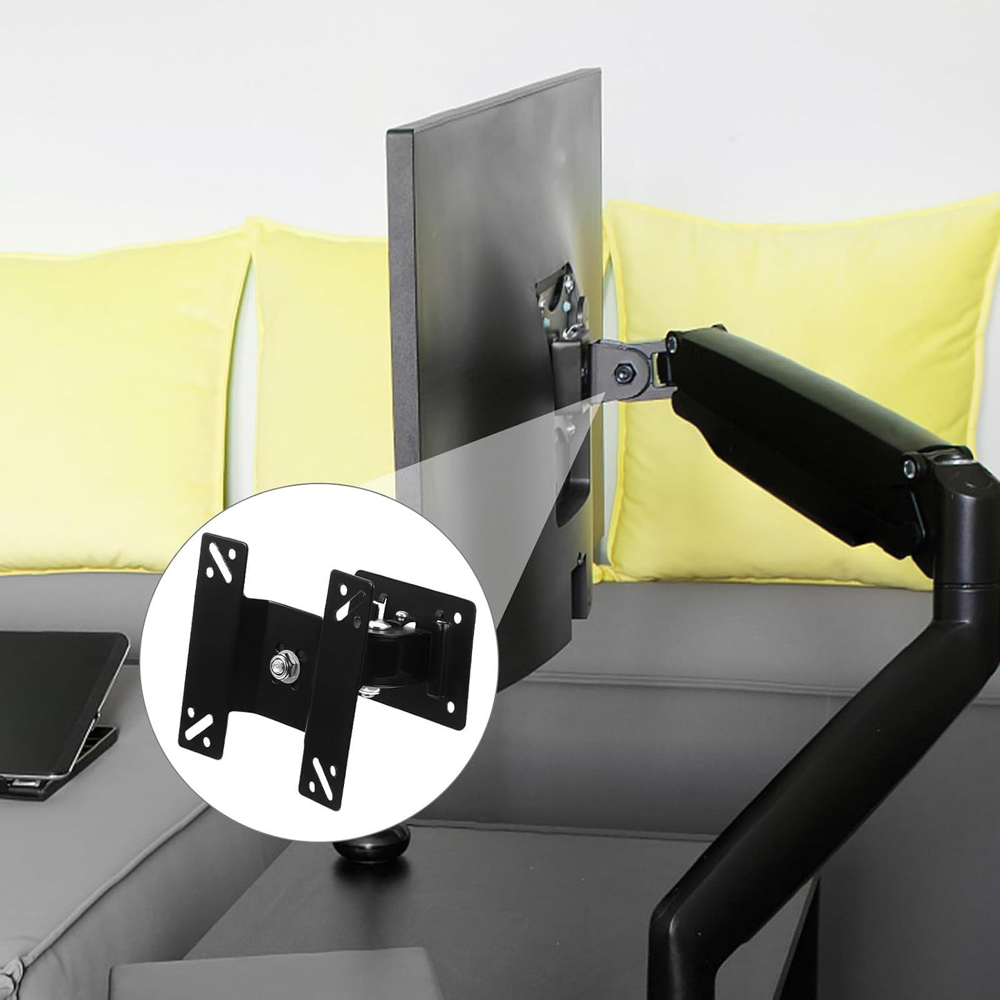 Luxshiny 360 14-27 Inch Rotatable Monitor Wall Mount Bracket Swivel Tv Wall Stand for LCD Screens Metal Shaft Support