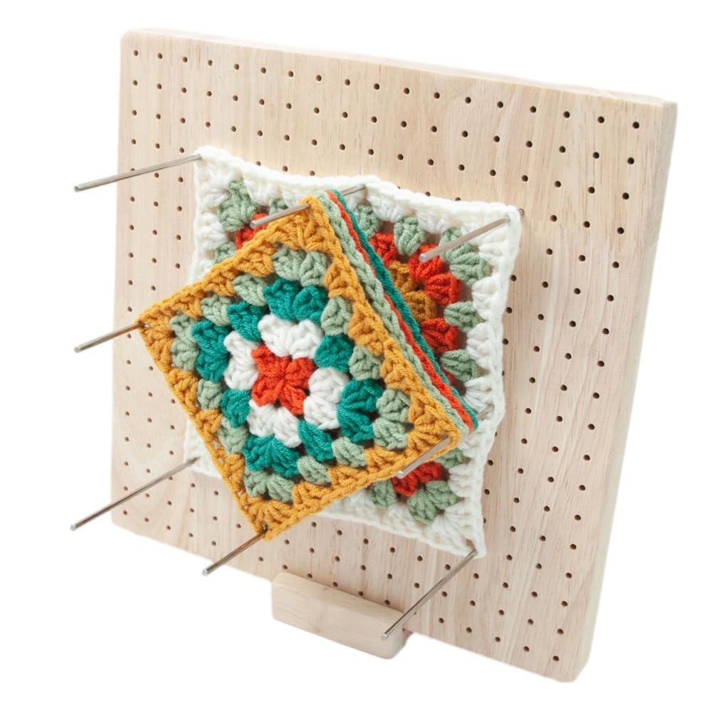 Anu Limen Blocking Board with 20 Steel Pins – DIY Knitting Blocking Mat for Granny Squares, Adjustable Pegs for Crochet Projects, Portable Crafting Tool