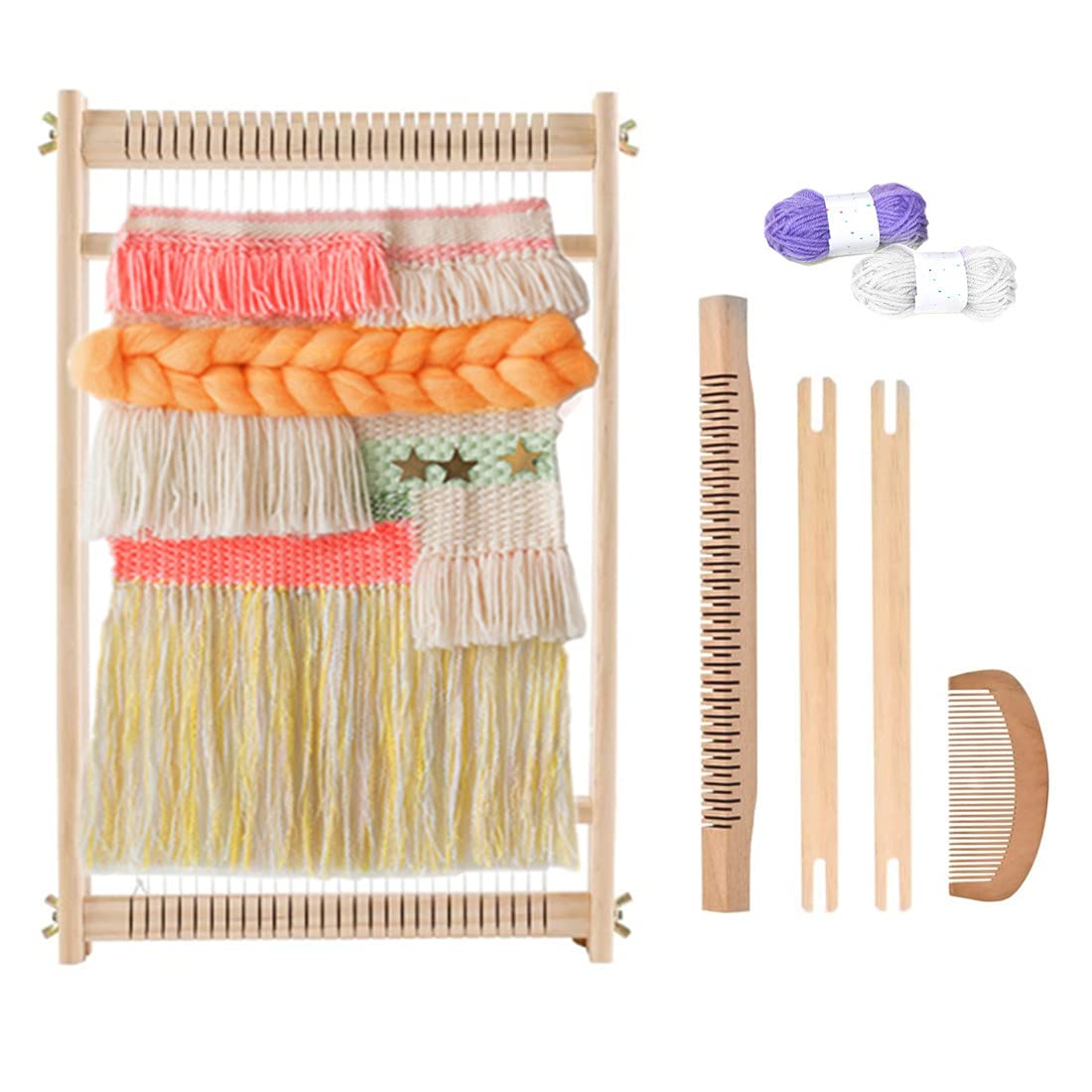 Ayasee Wooden Weaving Loom, Multi-Craft Weaving Frame to Handcraft for Beginners, 15.35x9.84in/39x25cm