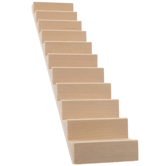 Sewroro Doll House Furnishings 1 12 Scale Dollhouse Stairs Miniature Stairs Wooden Stringer Steps Model DIY Mini Wood Staircase Without Armrest for Micro Landscape Decor
