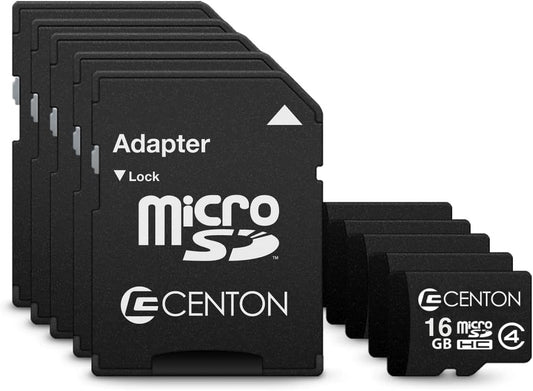Centon 4 16GB 5, (S1-MSDHC4-16G5PK) MicroSD Class Flash Memory Card x