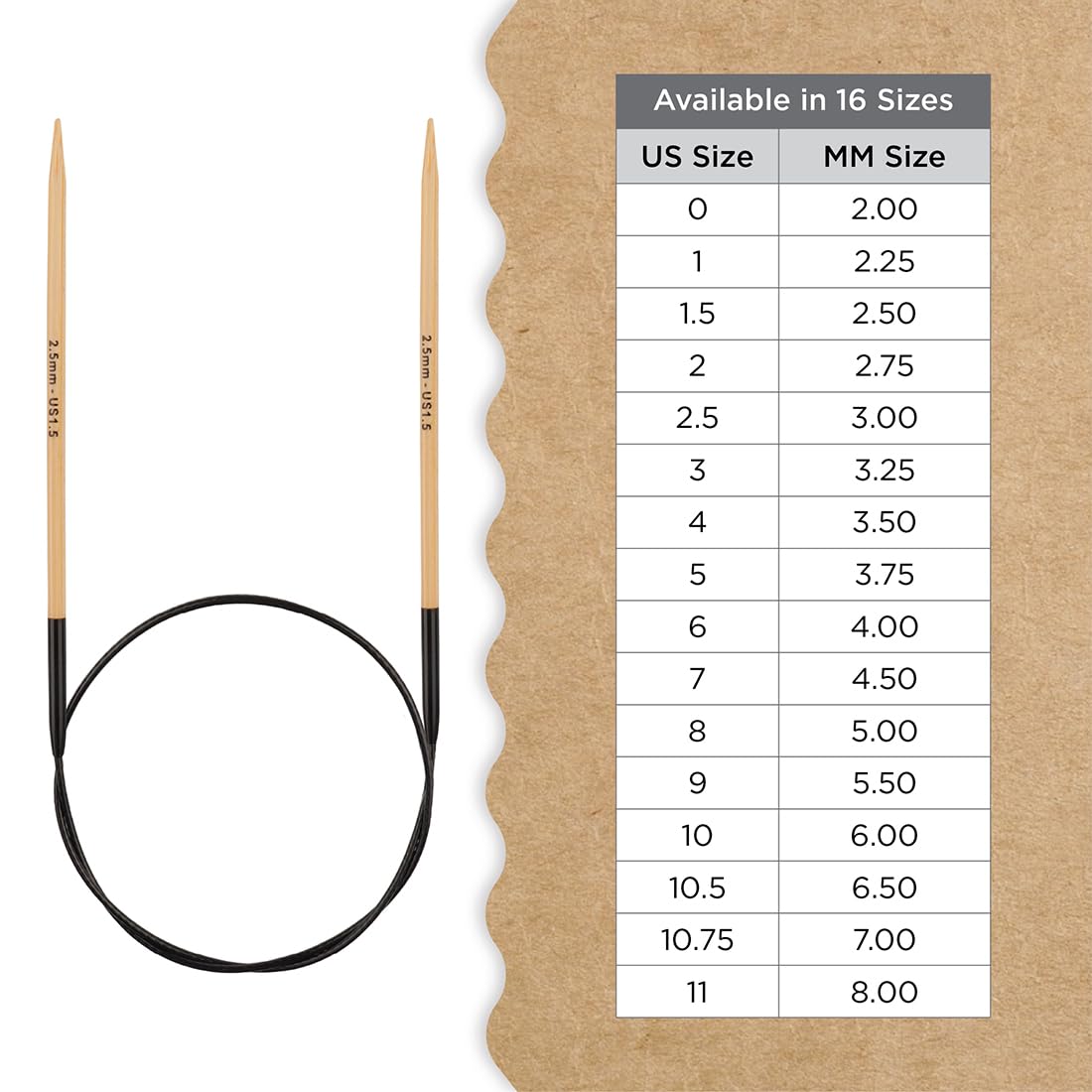 Knitter’s Pride Bamboo Luxe Fixed Circular Needles 40"" (100cm) – US Size 1.5 (2.5mm)