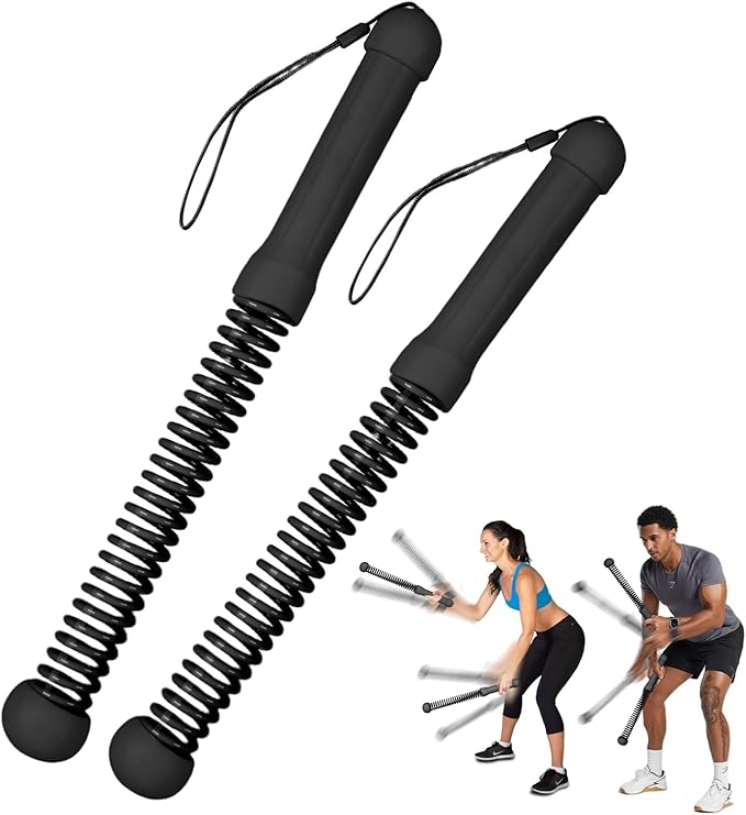 New Upgrade Second-Generation Weighted Ropeless Battle Ropes for Home Gym,Quiet Cordless Training Rope Fitness Equipment for Women and Men,Portable Cordless Battle Rope for Home&Outdoors,2PCS(Black)