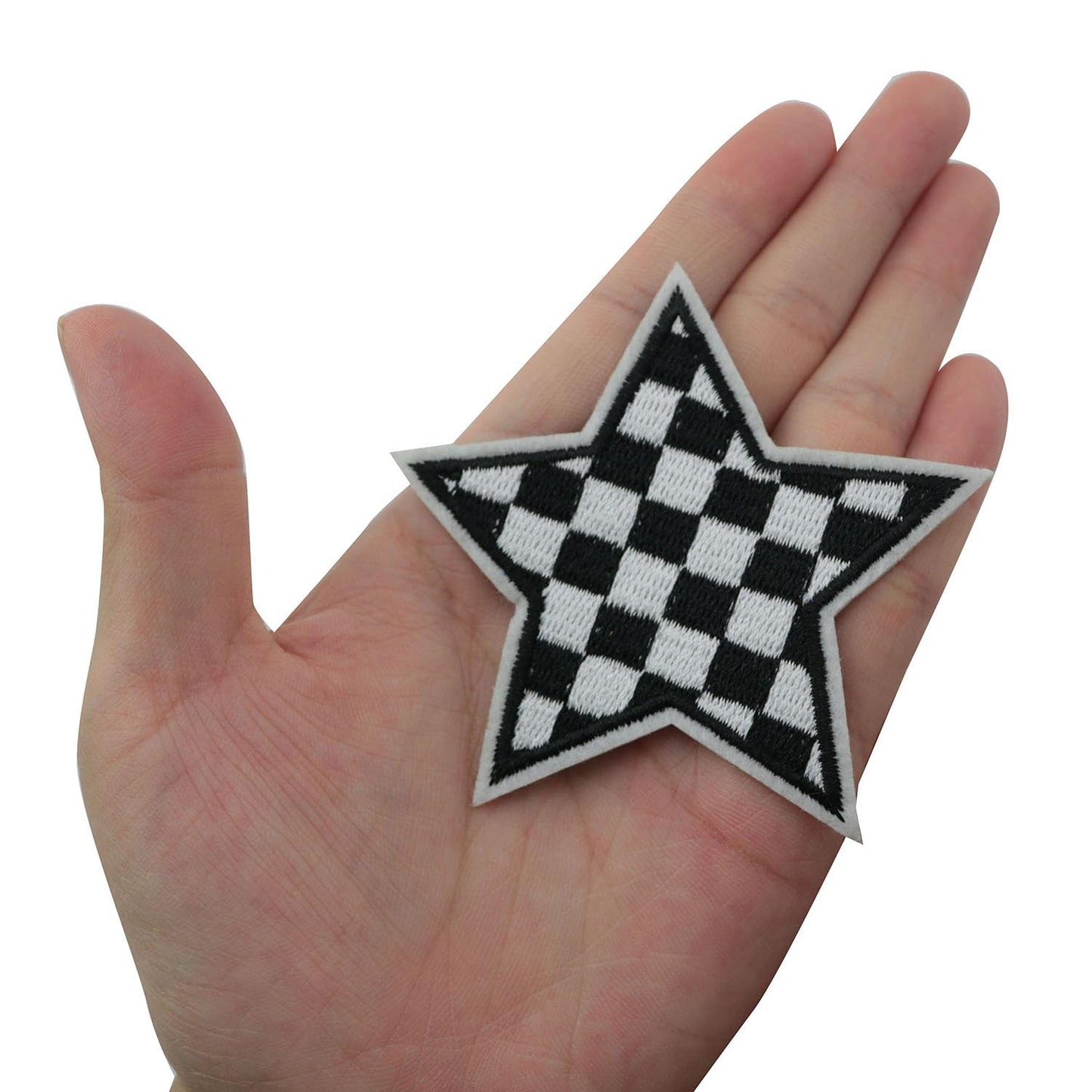 XGNG 20pcs Black and White Star Plaid Iron-On Fabric Patch Clothes Decoration Embroidery Patch