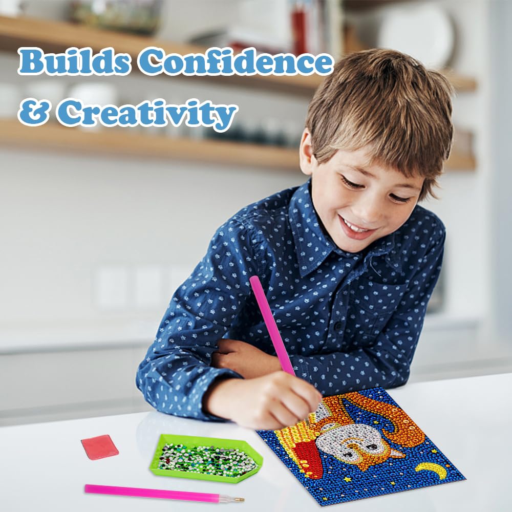 Labeol Diamond Art Kits for Kids Crafts for Girls Ages 6-8-10-12 Easy to DIY Creative Diamond Art Sticker Craft by Numbers Kits for Kids and Adult Beginners (6 Pack Adorable)