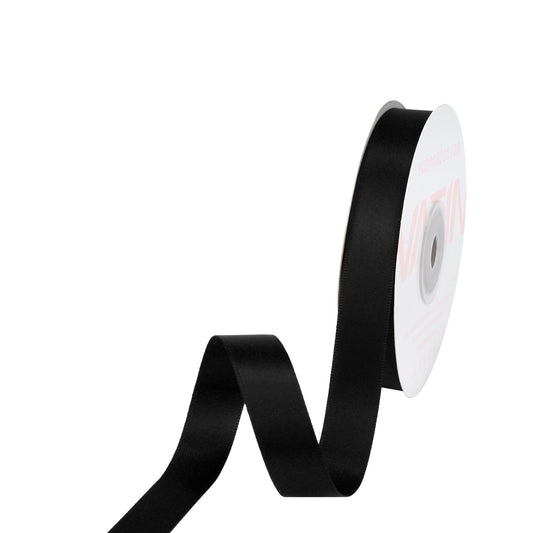 VATIN Double Face Black Satin Ribbon 5/8" Continuous 25 Yards,Black Polyester Fabric Ribbon use for Bows Bouquet, Gift Wrapping, Floral Arrangement Wedding Decoration