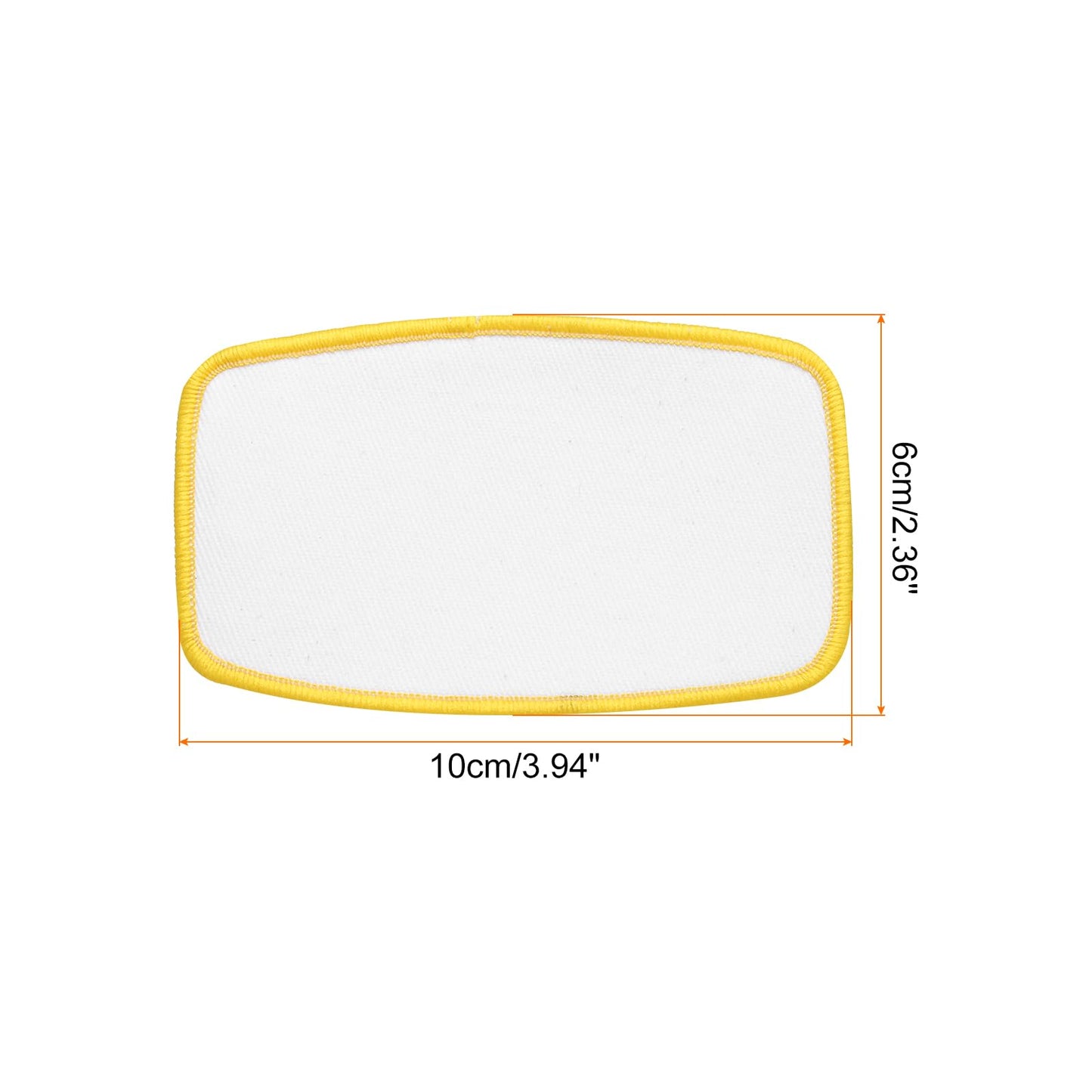MECCANIXITY 40pcs Sublimation Patch Blank, 10x6cm/3.94x2.36 Inch Oval Rectangle Fabric Iron-on Blank Heat Transfer Repair Patch for DIY Crafts Caps Clothes, White with Yellow Border